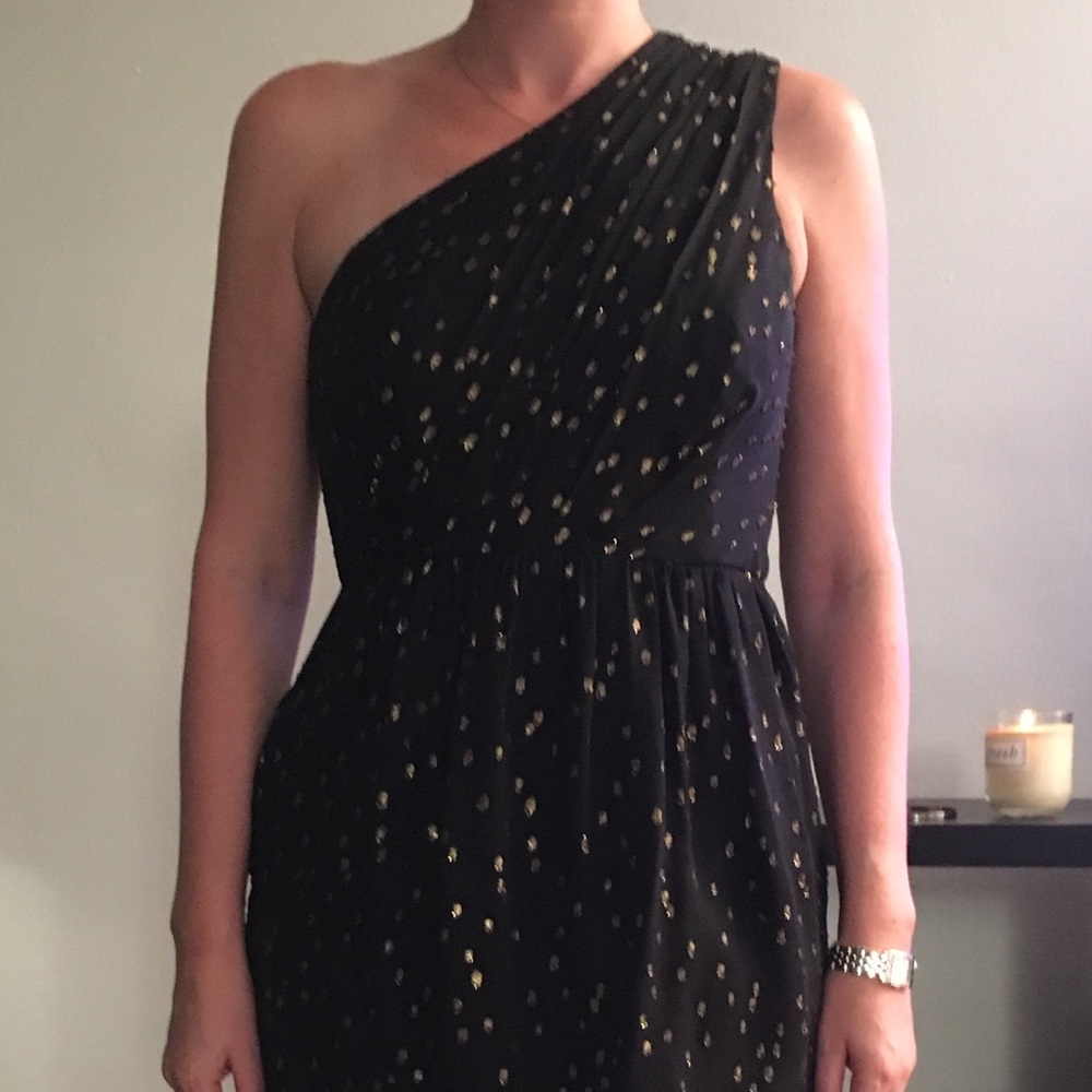 Black and gold on shoulder Shoshana dress